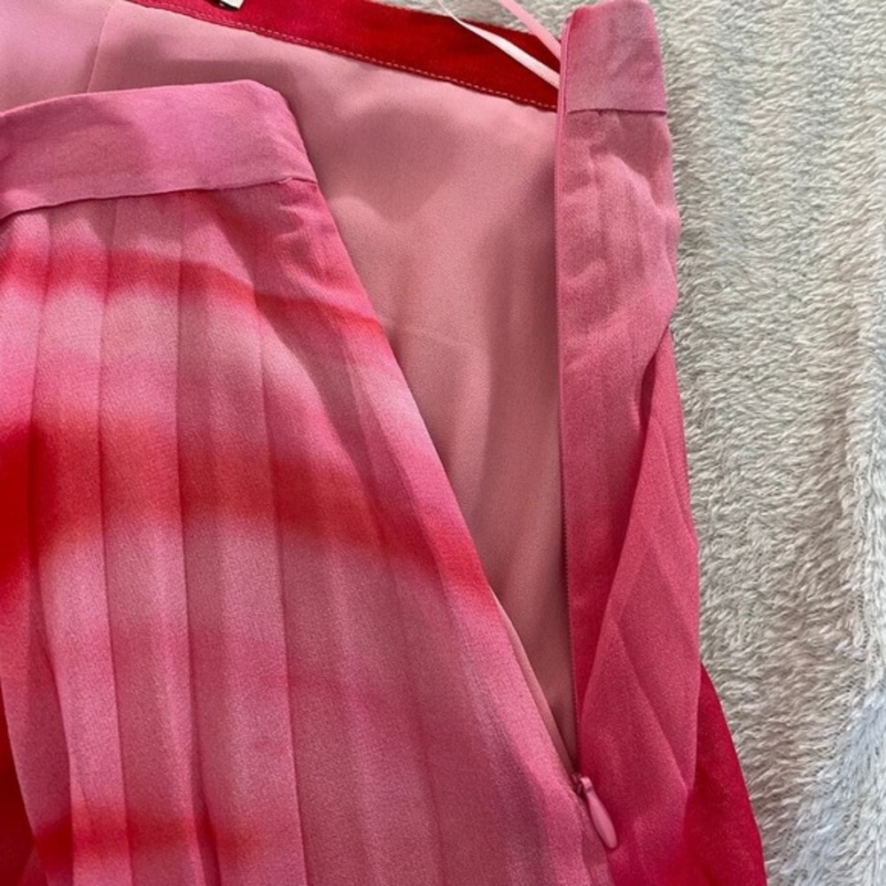 Mango MNG Falda Tulipan Italy Accordion Midi Skirt Size L Ombre Pink Pleated NWT - Picture 10 of 12